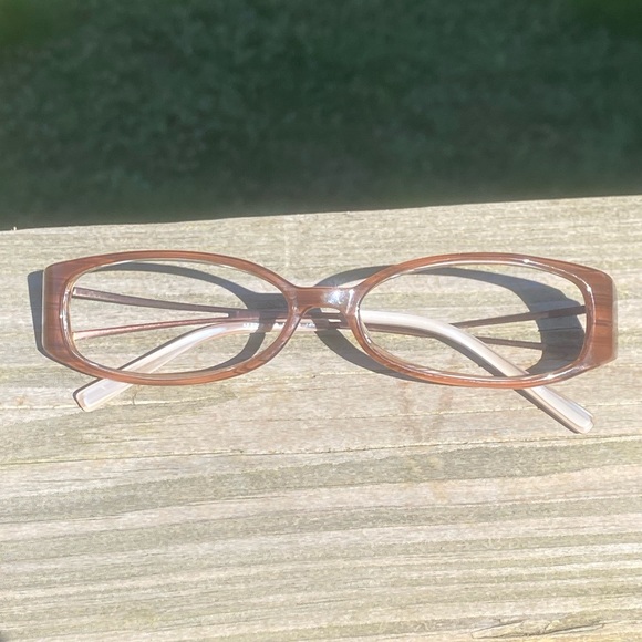 Anne Klein frames wood look with white striped interior AK8049 - Picture 2 of 11